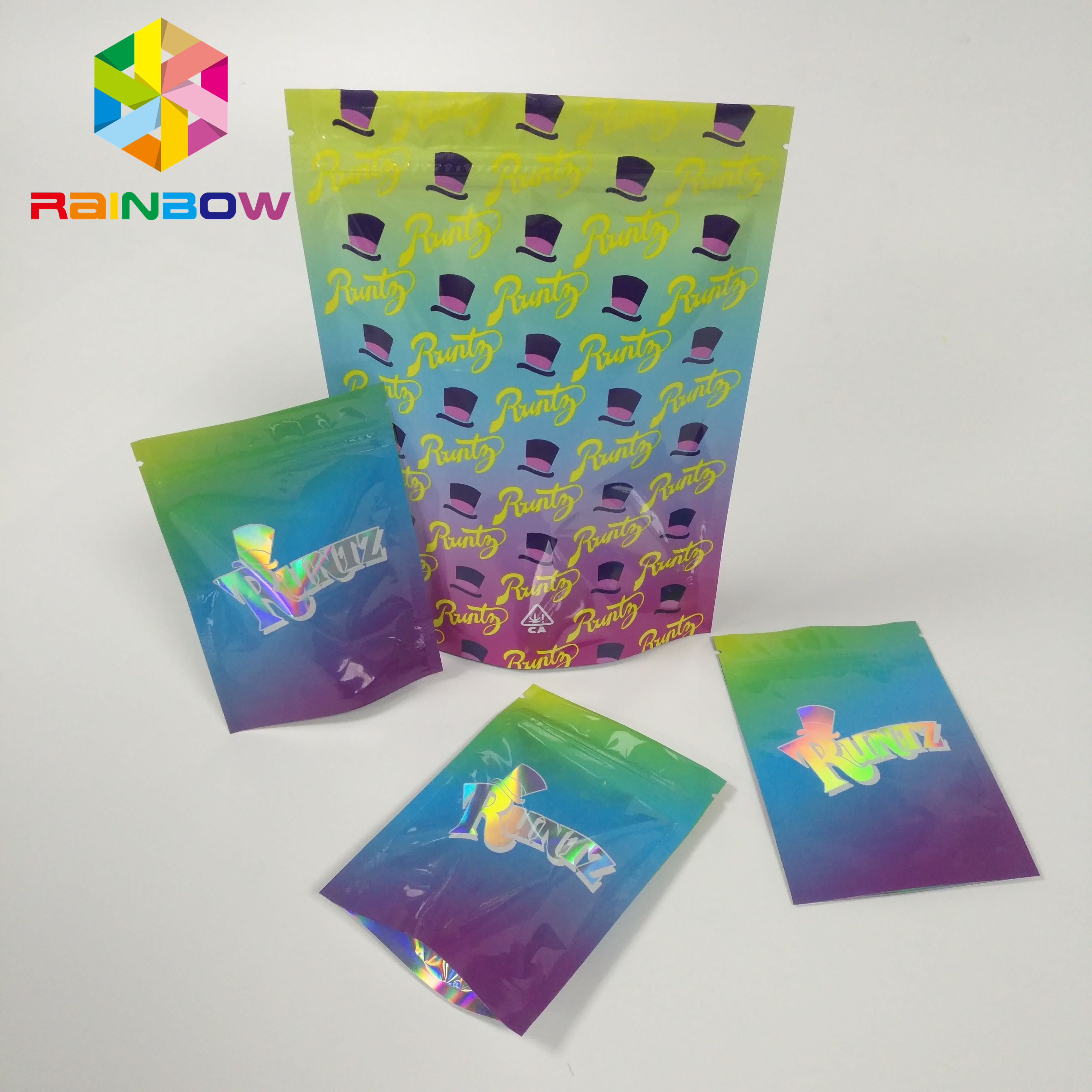 Feuchtigkeitsfest stehen Sie oben Laser-Hologramm-Zipverschluß der Reißverschluss-Beutels-RUNTZ bunten Plastik