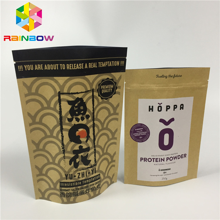 Das Kraftpapier, das mit Reißverschluss ist, stehen oben den Beutel-Aluminiumfolie-Selbststand, der für Nuss-Imbiss feuchtigkeitsfest ist