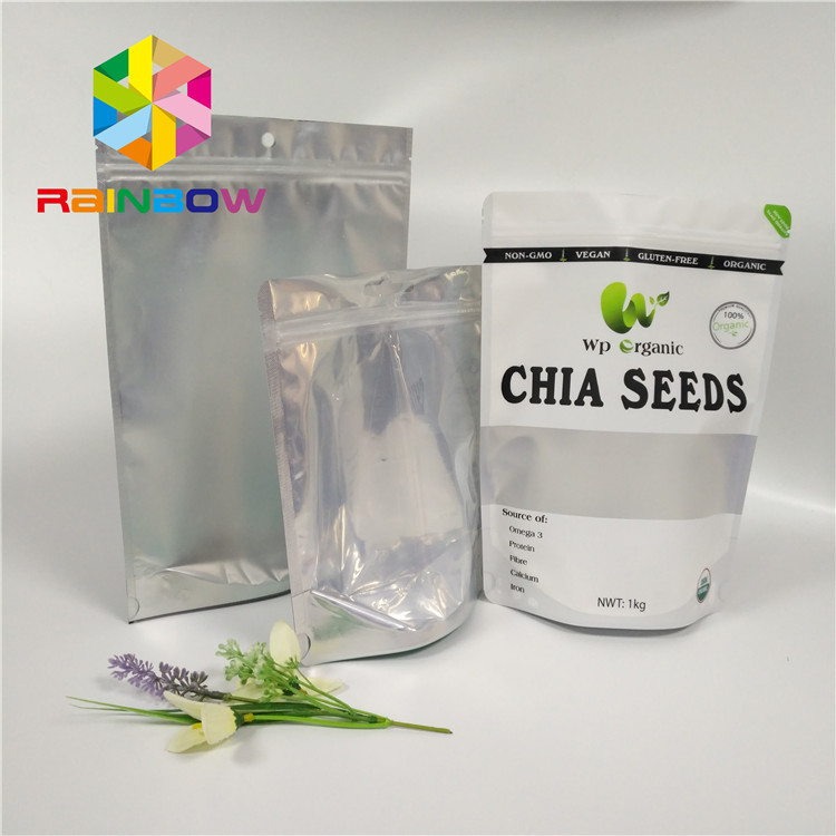Großhandelsnahrungsmittelgrad-Aluminiumfolie stehen oben Tasche mit Reißverschluss mit klarem Vorderfenster für Samen/das Trockenfrüchte-Verpacken