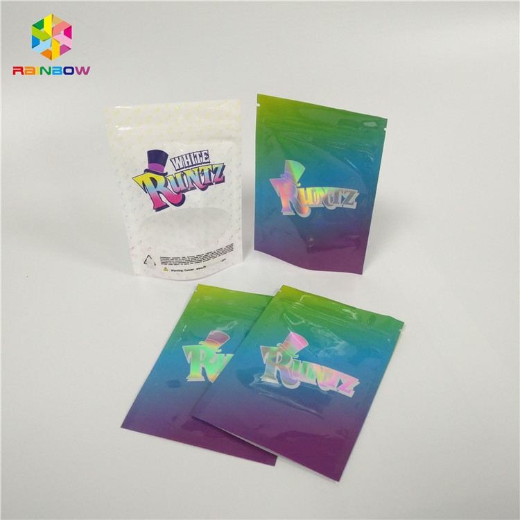 Hologramm-Laser-Imbiss-Tasche, die kindersicheren Zipverschluss-Fenster-Beutel für Kosmetik verpackt