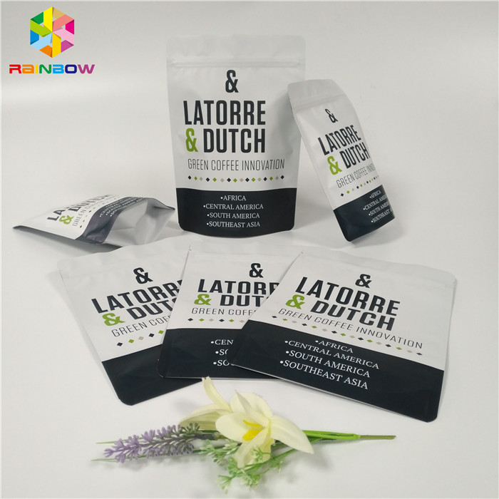 Folien-Beutel mit Reißverschluss, der wiederverschließbares Ventil-Kaffee-Taschen-lamelliertes Material verpackt