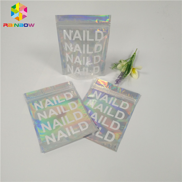 Flaches Plastik Heißsiegel-kosmetisches Verpackentaschen-klares Hologramm-Plastik mit Reißverschluss