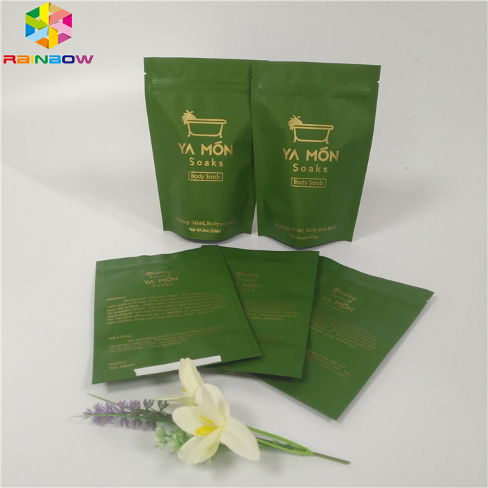 Salz-Folien-Beutel-stehen Verpackenreißverschluss-Spitze oben Badesalz-Taschen-mit Reißverschluss Aluminiumfolie