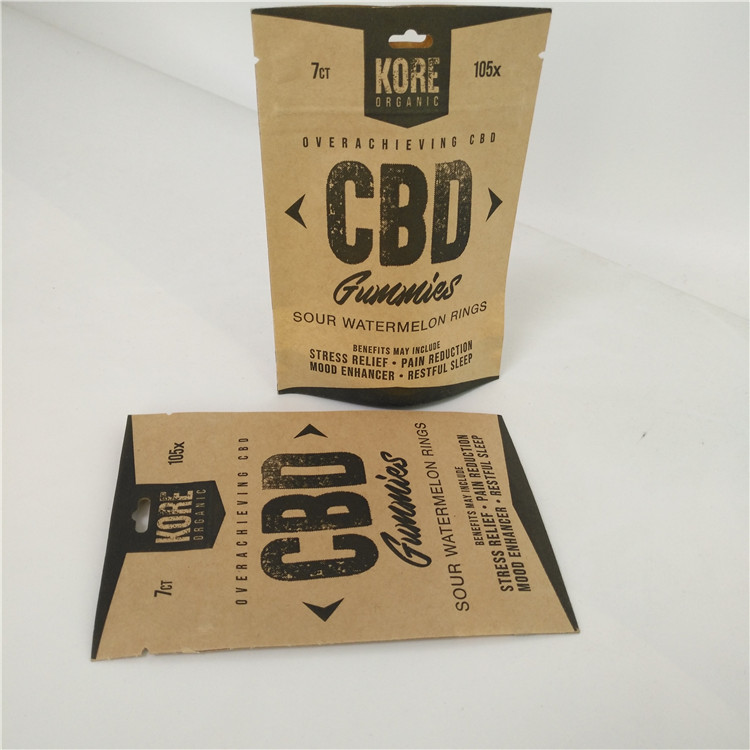Wiederversiegelbare Plastikbeutel, die nach innen freundliche Kraftpapier Papiertüte-Aluminiumfolie CBD Eco verpacken