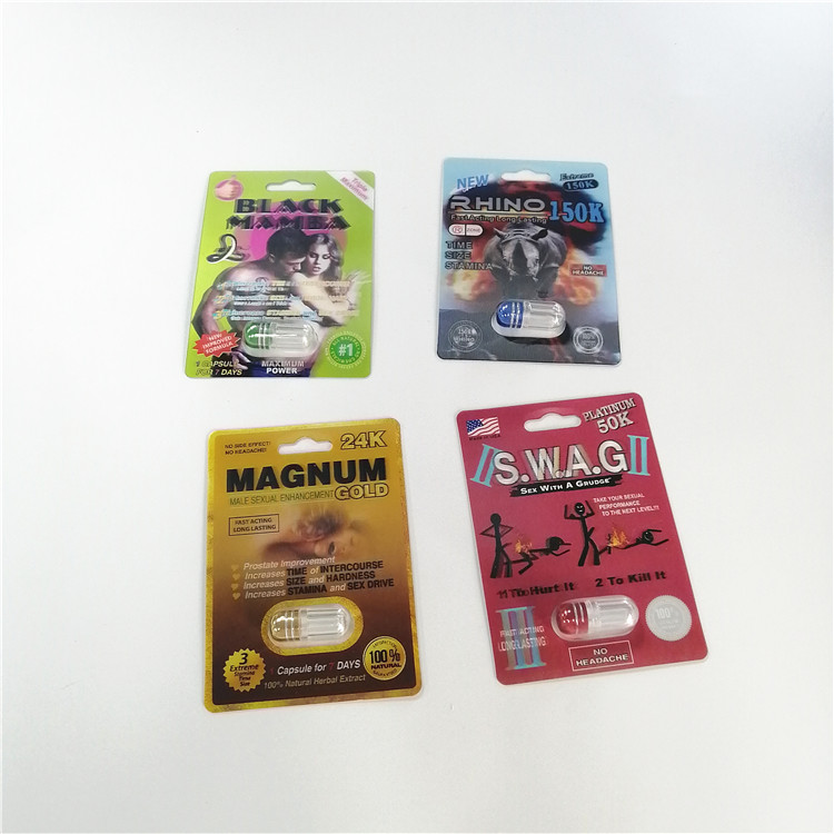 Schieben Sie Blasen-Karten-die verpackenden männlichen Verbesserungs-Pillen, die kundengebundene Größe verpacken
