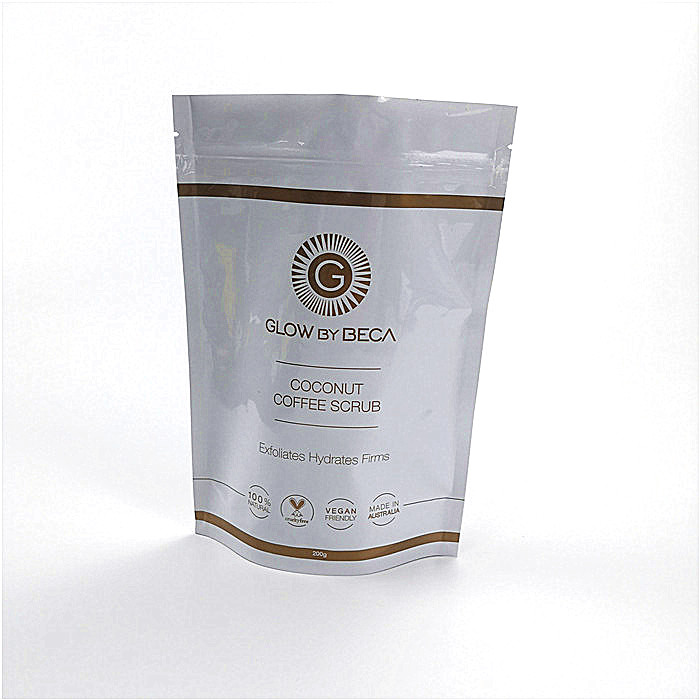 Das glatte weiße Plastik-Plastikbeutel-Verpacken steht oben Beutel für das Kaffee-Verpacken