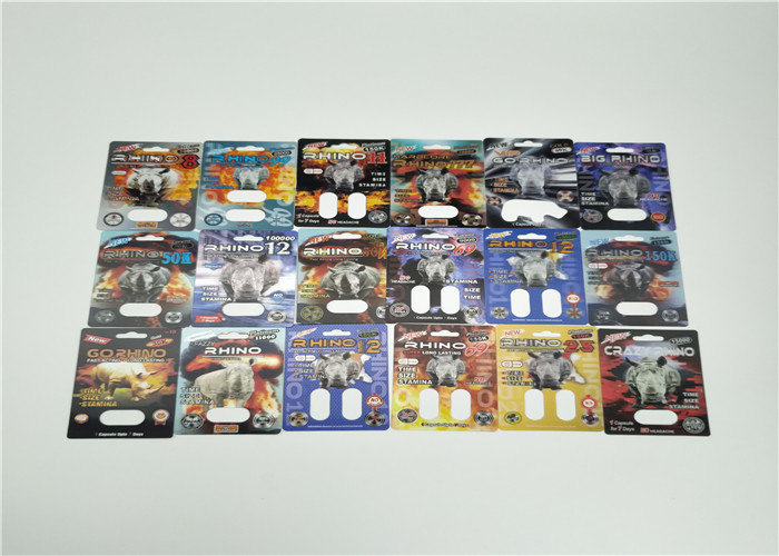 Effekt-Blasen-Karten-verpackender männlicher Verbesserungs-Pillen-Satz des Feuer-Rhino50K 3d für Kapsel-Sex-Pillen