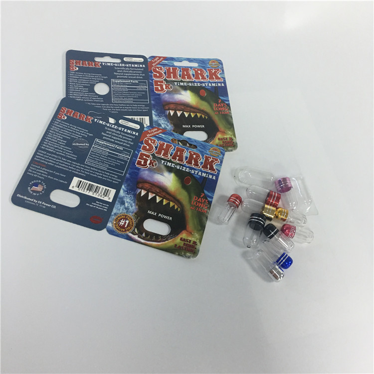 Nashorn-männliche Verbesserungs-Pillen-Kapseln, die Kasten-Blasen-Haifisch-Papierkarten verpacken
