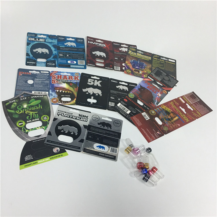 Seidendruck-Blasen-Karten-verpackendes männliches Verbesserungs-Medikations-Nashorn-Sex-Pillen-Gewohnheits-Logo