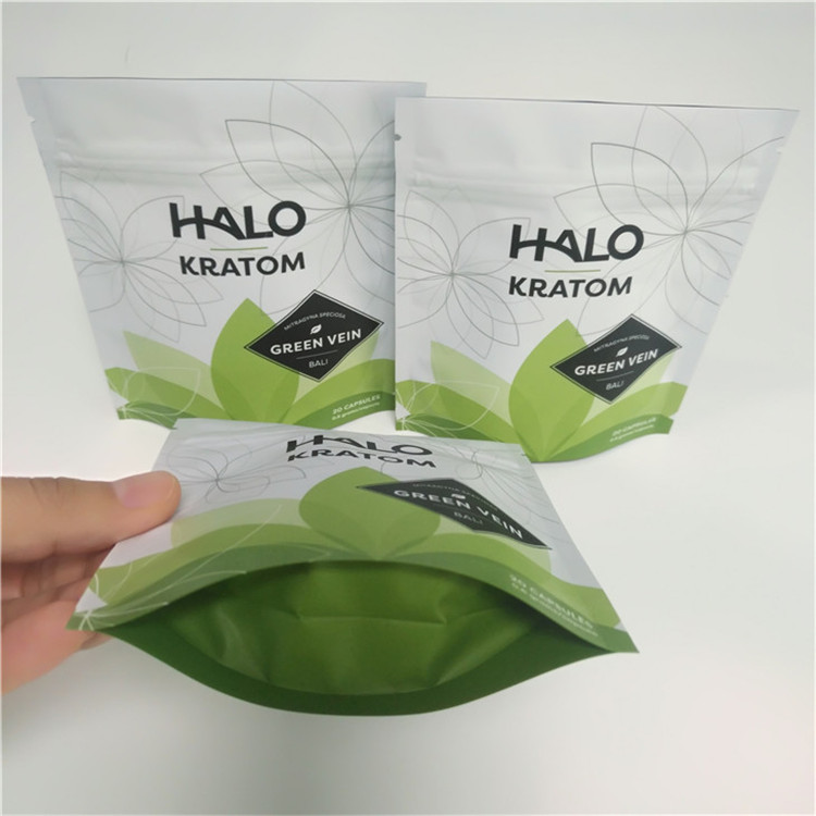 Nahrungsmittelgrad-Plastikbeutel-Verpacken steht das mit Reißverschluss oben Kratom-Taschen für Pulver/Pille