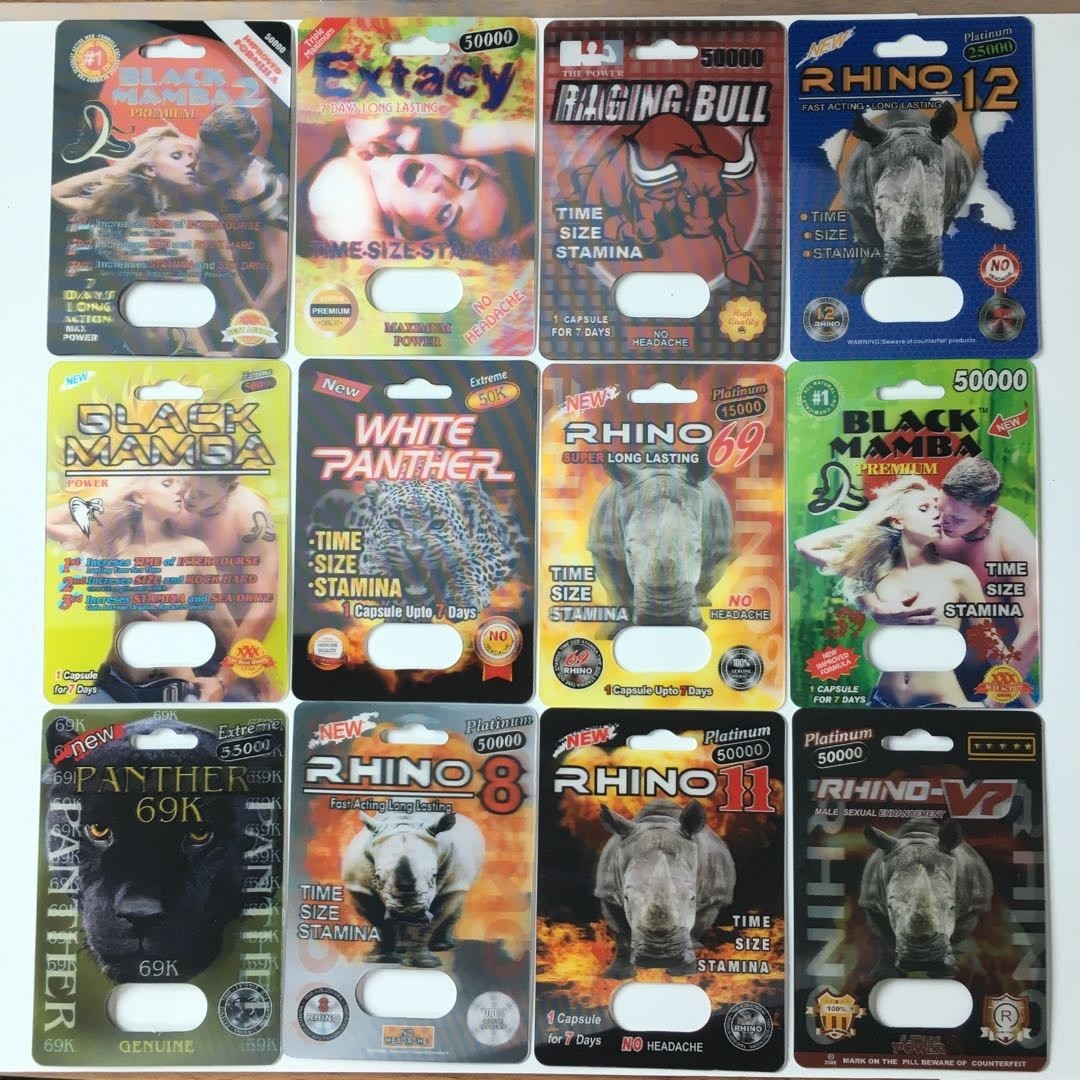 Recyclebarer Verbesserungs-Pillen-Satz des Papierkarten-Verpackenpanther-Nashorn-25k männlicher