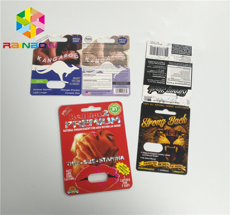 Schieben Sie Blasen-Einsatz-Karten-die männlichen Verbesserungs-Pillen, die Ende der Oberflächen-3D verpacken