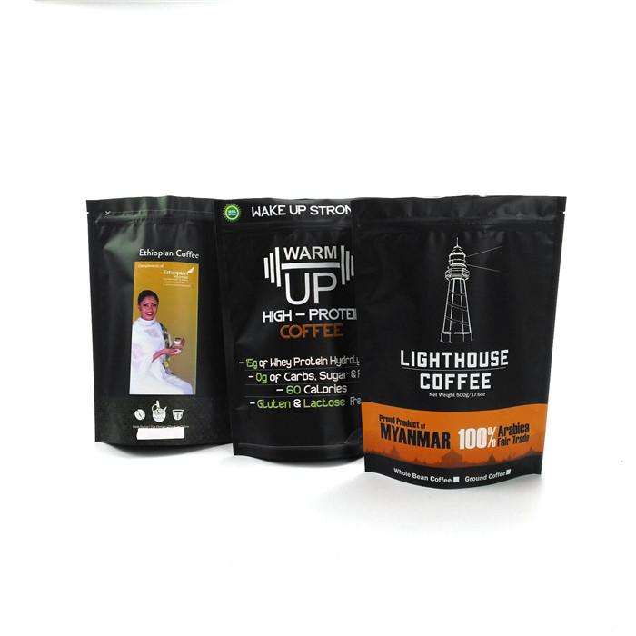 Kaffee-Plastik-Taschen des Aluminiumfolie-stehen Mattweiß-1kg oben Kaffeebohne-Beutel mit Reißverschluss