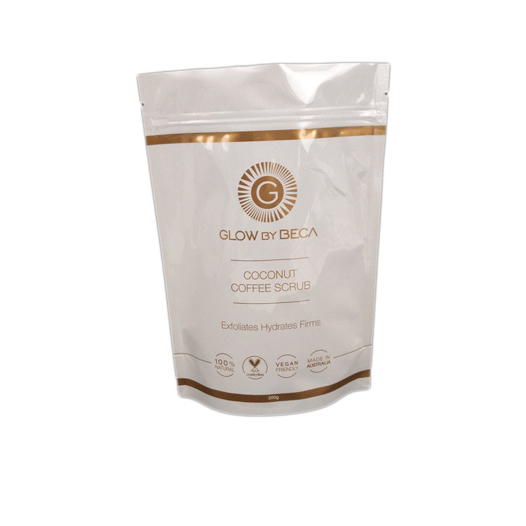 Weißes glattes Endkörperpeeling 150 Mikrometer stehen oben Reißverschluss-Beutel