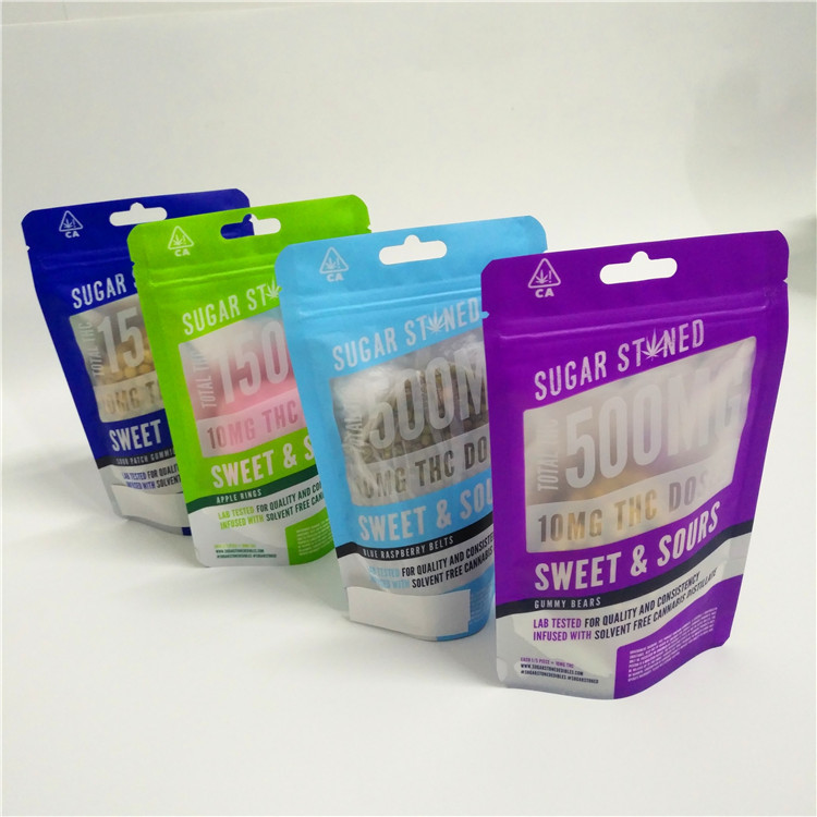 Geruch-Beweis-Besetzer-offensichtliches Zipverschluss-Kinderbeständige Ausgangs-Plastik-Tasche 3.5g 1/8oz für das Verpacken der Hanf-Blumen-CBD Gummies