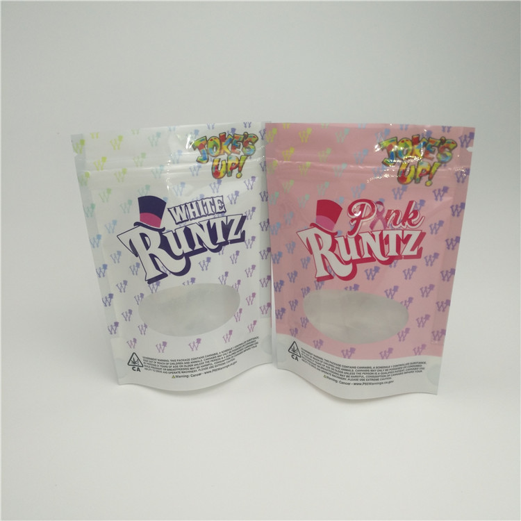 Geruch-Beweis-Kräuterverpackentasche die Tasche mit Reißverschluss mit Fenster für kalte gummiartige Verpackung des Hanf-CBD