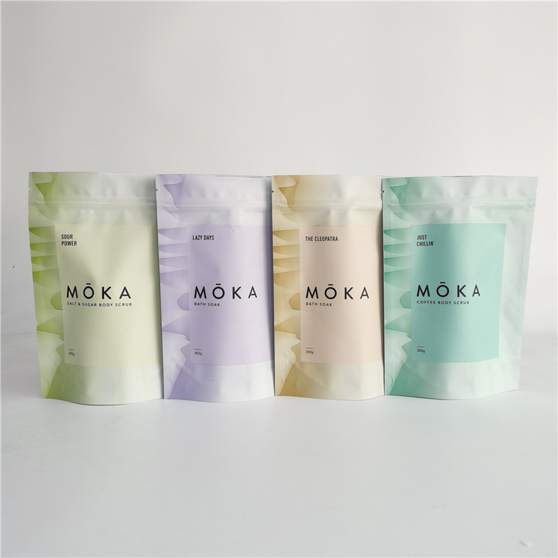 Stehen Sie oben Beutel-Körperpeelings-mit Reißverschluss Verpackentasche für Badesalz mit Folie nach innen