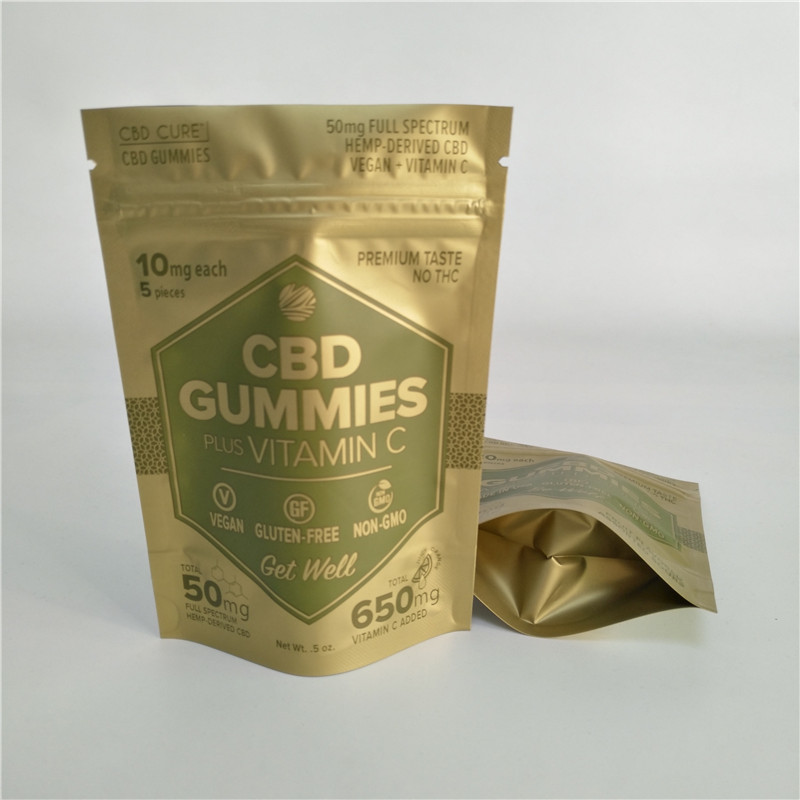 Digital, die Matte Gold Stand Up Zipper-Beutel-kleine Beweis-Plastik-Tasche für Unkräuter drucken