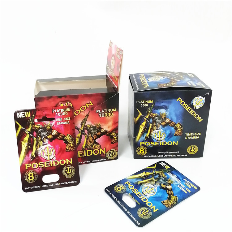 Die Ergänzungs-Sex-Pillen der Nashorn-Blasen-Karten-Männer sexuelle, die männlichen Verbesserungs-Pillen-Kopf-Kapsel-Behälter verpacken