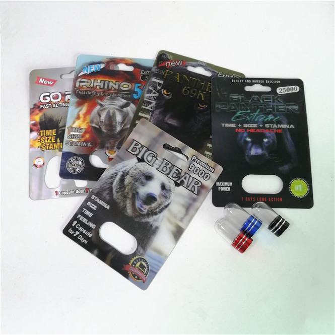 Sexuelle Verbesserungs-Pillen, die maximale 150K 3D Blasen-Karten des Nashorn-mit Papierkasten für Pulver-Sex-Kapsel verpacken
