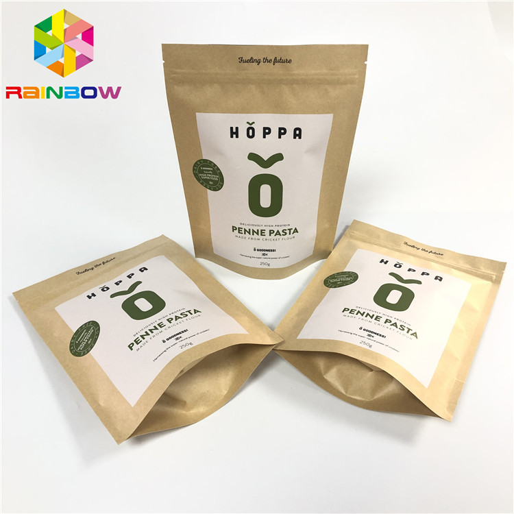 Kundenspezifischer Druck-wiederversiegelbarer Stand Papiertüten Browns Kraftpapier herauf des mit Reißverschluss Verpackenbeutel Papiers