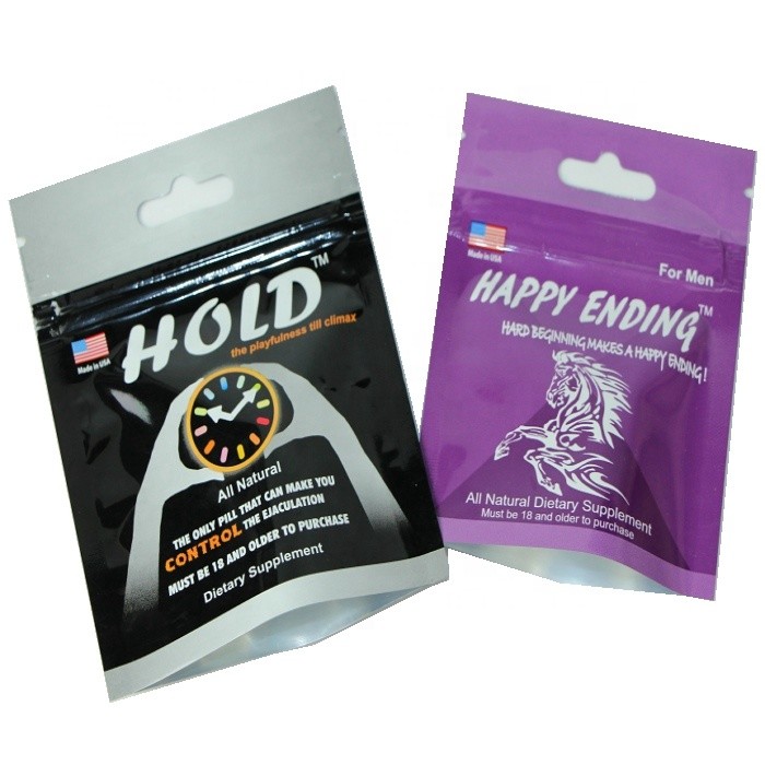 Eigenmarke druckte Hang Hole Ziplock Top Small, die männliche sexuelle Pille zu vereiteln, die das Kunststoffgehäuse für das Pillen-Verpacken verpackt