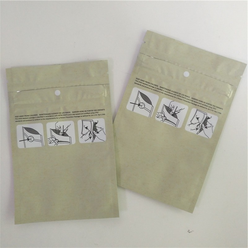 Kundenspezifische Druck- Farb-Plastik-Plastik des Kraftpapier-3.5g Kinderbeweis-Beutel-Kinderbeständiges Unkraut-mit Reißverschluss Verpackentasche