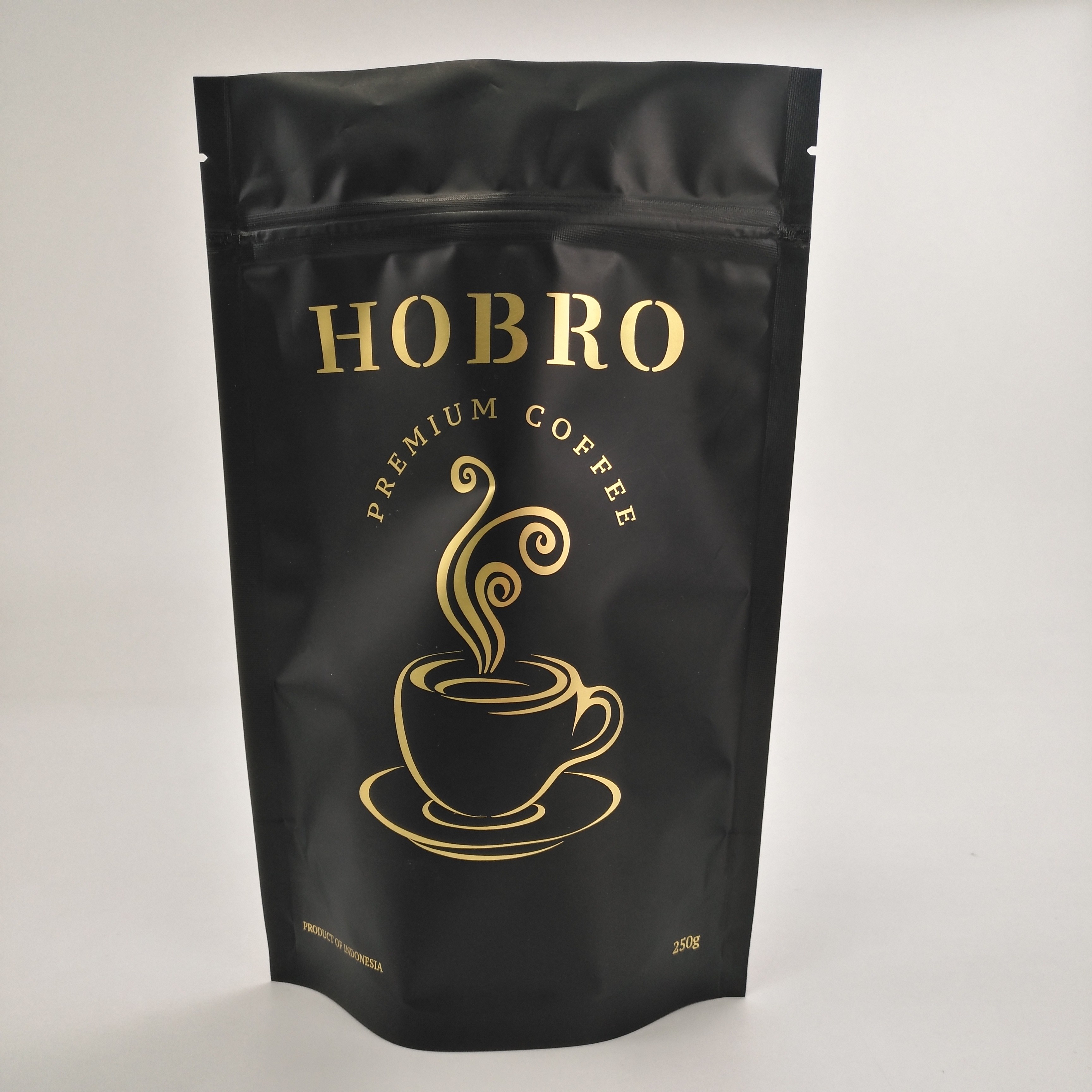 Stehen Sie oben Matt Black Laminated Aluminum Foil-Zipverschluss-Kaffee-Verpackentaschen-Kaffee Bean Packaging Bags With Valve