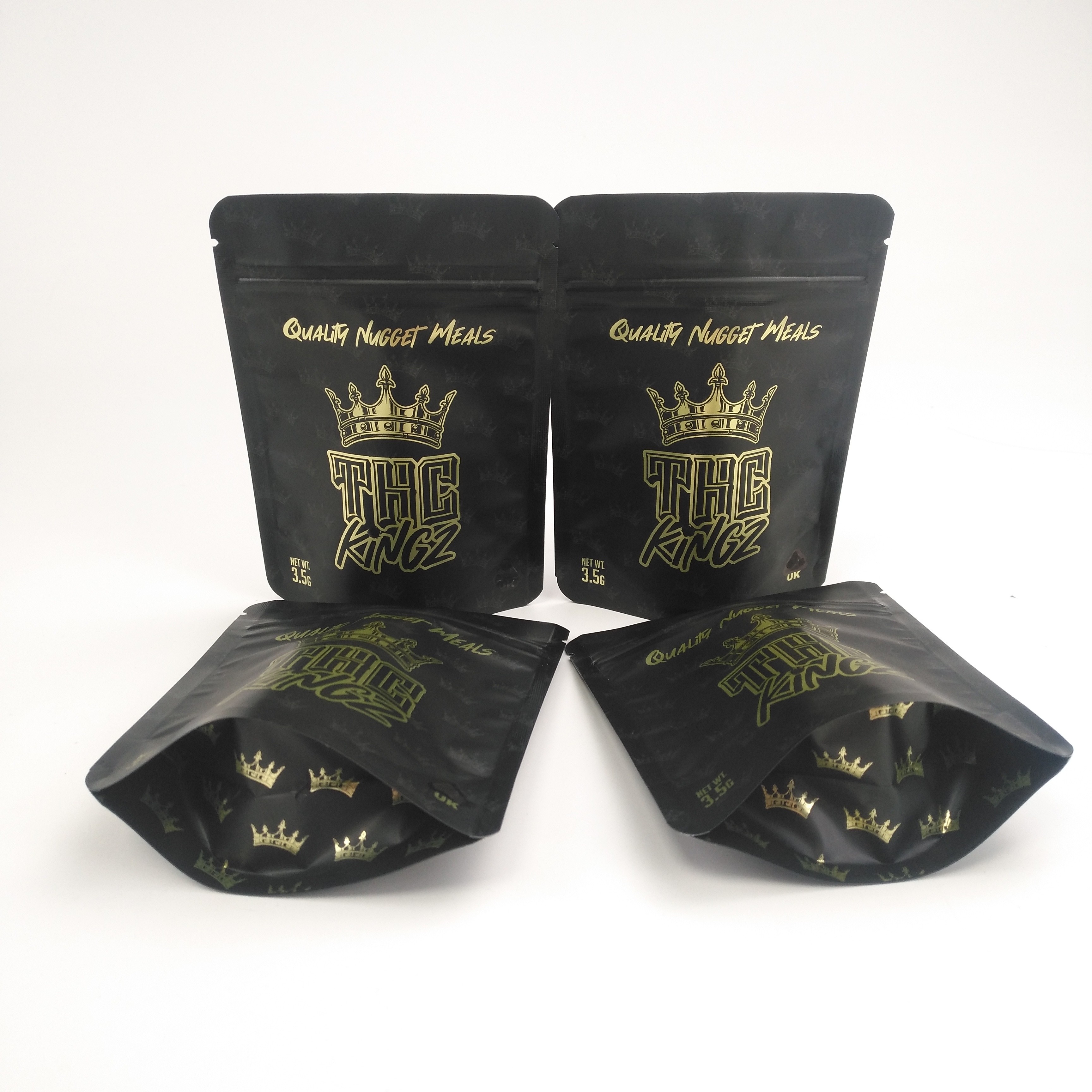 Kundenspezifische Druckbeutel-Matte Childproof Gold Foils CBD 3.5g Kräuter-Cannabies Öl Kartom-Verpackungs-Plastik-Tasche