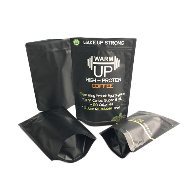 Golddruckenkaffee-Tasche Matte Black Finish Foil Stand herauf Reißverschluss-Verpackentasche