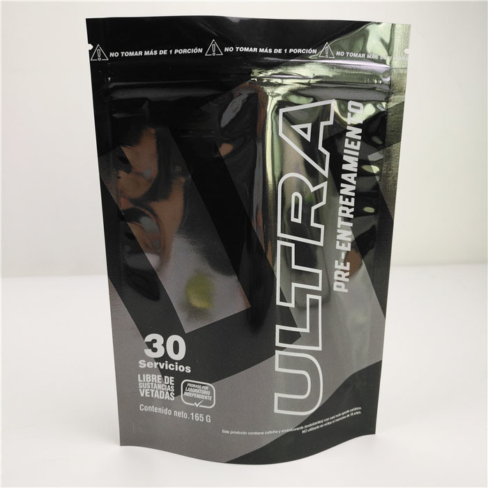 Glatter schwarzer kundengebundenes Logo Aluminiumfolie-Plastik stehender Plastikbeutel