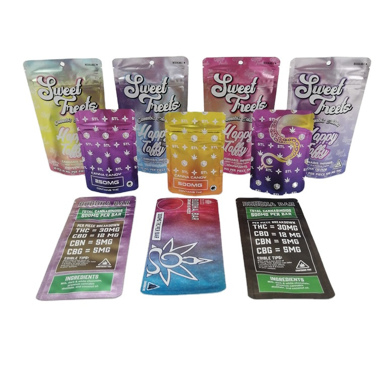 SGS 120mic MOPP Kinderbeständige Süßigkeit Edibles Plastik-Taschen-500mg VMPET