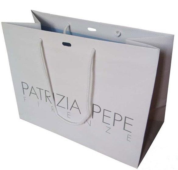 Großes weißes Kraftpapier kundengebundene Papiertüten mit Loch in der Mitte