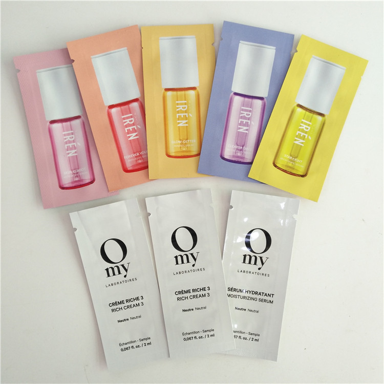 Heiße versiegelt Kosmetik probieren Verpackenkissen, die flacher Beutel Plastik 3 Seiten-Dichtungs-Taschen vereiteln