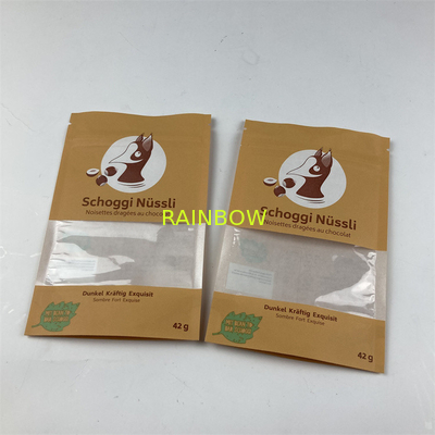 Aufbereitete kundengebundene wiederversiegelbare Papiertüten Stand-oben Beutel-Nahrung- für Haustierebrowns Kraftpapier