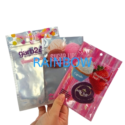 Individuell entworfene, selbstverschließende, feuchtigkeitsdichte, wärmeverschließende Reißverschluss, durchsichtige Vorderseite, Aluminiumfolie, Rückseite, Mylar-Plastiktüte für Zucker