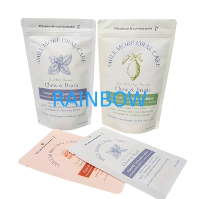 Biodegradable Kraft Paper Bag White Stand Pouch Ziplock Plastic Packing For Pet Food Compostable