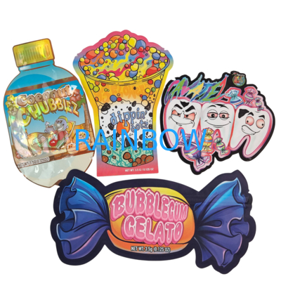 Individuelles Logo 3,5 g 7 g 14 g wieder verschließbares PE-Plastik-Lebensmittelsiegel Verpackung Zip Lock Folie Tasche Kindergeruchsfeste Kräuter Gummi Mylar Tasche