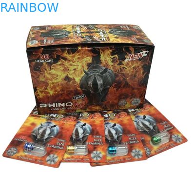 Großhandel Custom Rhino 100k 150k 200k Kapsel Verstärkung Pillen Medizin 3d Verpackungskarte mit Papier Displaybox