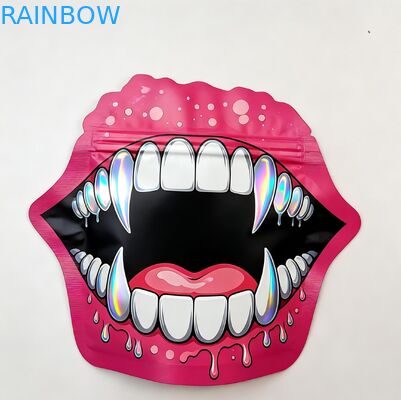 Soft Touch Holographische Mylar-Taschen mit Reißverschluss für Süßigkeiten Kräuter Trockenblumen Gummi Kekse Zucker Kindersichere Verpackung