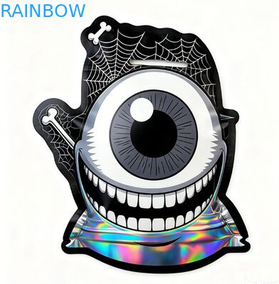 Maßgeschneiderte Mylar-Taschen mit kindsicheren Reißverschlüssen und holographischem Design für Snackverpackungen